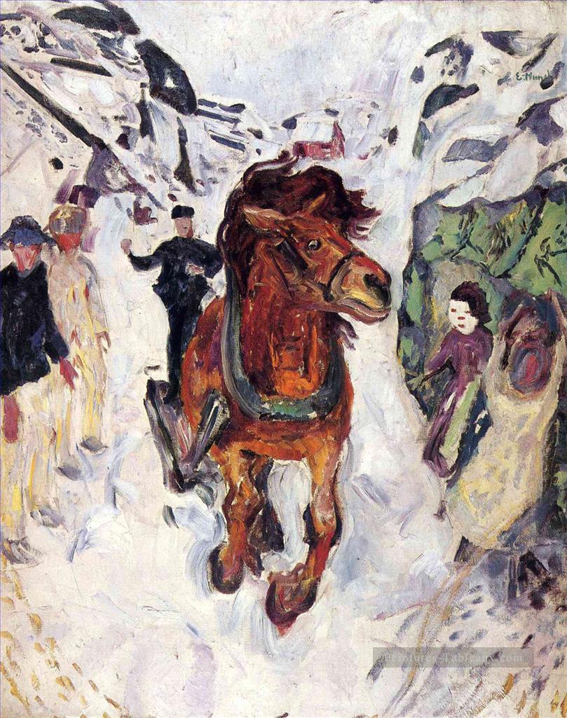 cheval galopant 1912 Edvard Munch Expressionism Peintures à l'huile